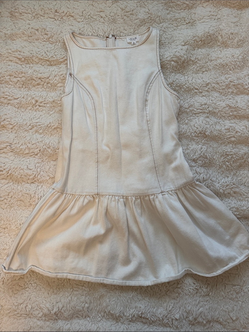 Le Lis Cream Sleeveless Drop-Waist Dress